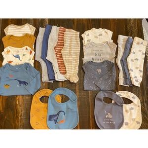 Baby Boy 6M Clothing Lot Onesies PJs Matching Sets Overalls